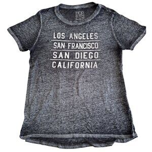 Modern Lux  Womens California Cities Burn out T-Shirt Gray Size Large